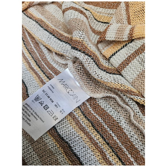 Marc Cain Size N1/ US Size 4 Short Sleeve Striped Open Cardigan - Picture 3 of 9